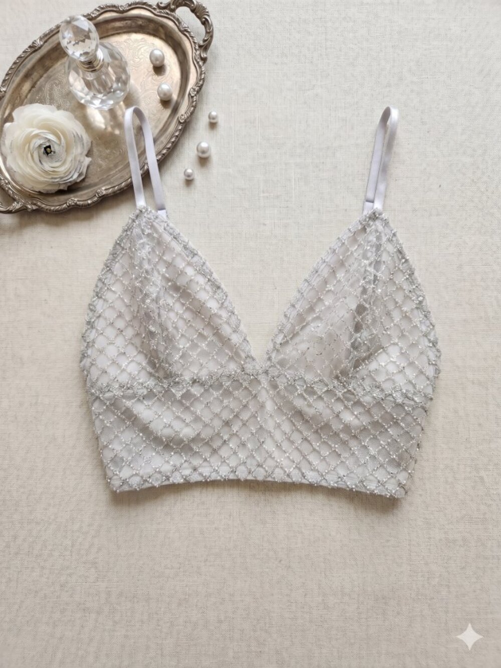 Silver Glitter Crop Bralette